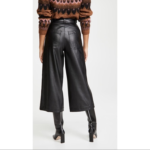 A.L.C Cropped Vegan Faux Leather Wide-Leg Pants Size 2, worn once! - Picture 3 of 10